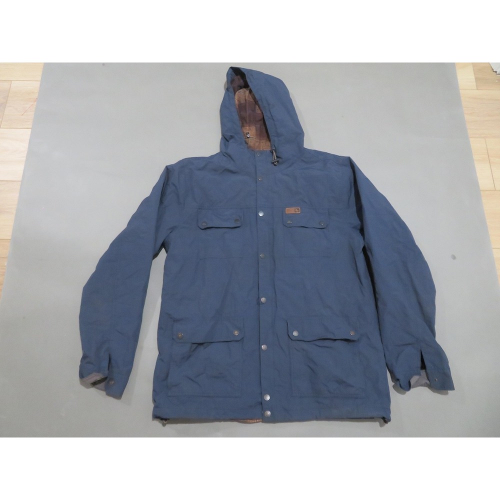 HippyTree Jacket Mens XL Blue Hooded Hunter Series Flannel Lined Ripstop Parka